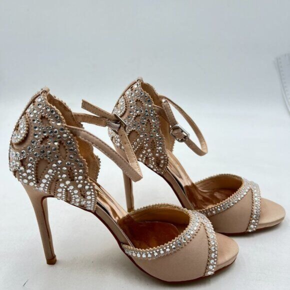 XYD | Shoes | Xyd White Glitter Peep Toe Dorsay Kitten Heel  XYD Women\'s Sandals, Chic Peep Toe, D\'Orsay Kitten Low Heels ,Rhinestone Studs